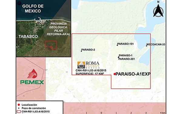 Roma Energy invertirá 2.8 MMdD en perforación de pozo terrestre en Tabasco