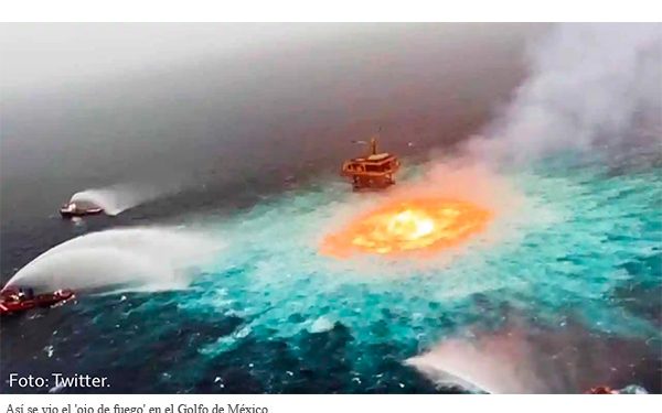 ‘Ojo de fuego’ en el Golfo de México fue por fuga de gas en ducto de Pemex: ASEA