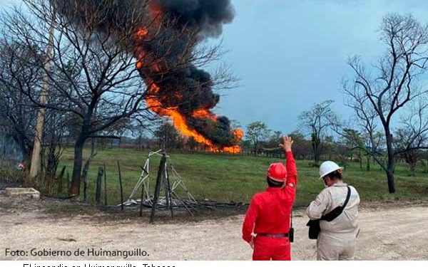 Ruptura en gasoducto de Pemex desata incendio en Tabasco
