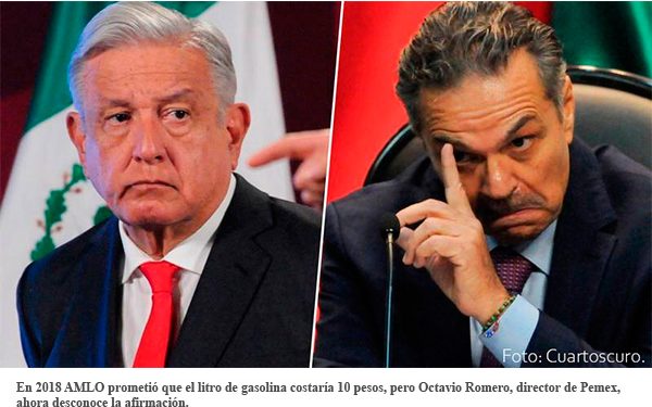 Pemex ‘desconoce’ promesa de AMLO de vender a 10 pesos el litro de gasolina