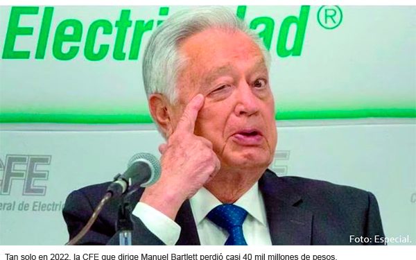 CFE suma 3 años en números rojos ¿Cuántos millones perdió en el 2022?