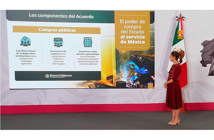 Sheinbaum anuncia acuerdo para impulsar la industria siderúrgica; toda la obra pública usará acero mexicano